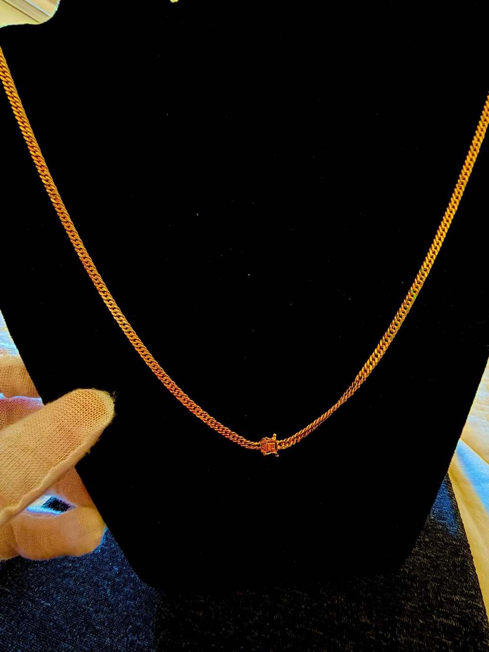 18K Yellow Gold Japan Style  Link Chain Necklace Box Double Clasp Firm Price